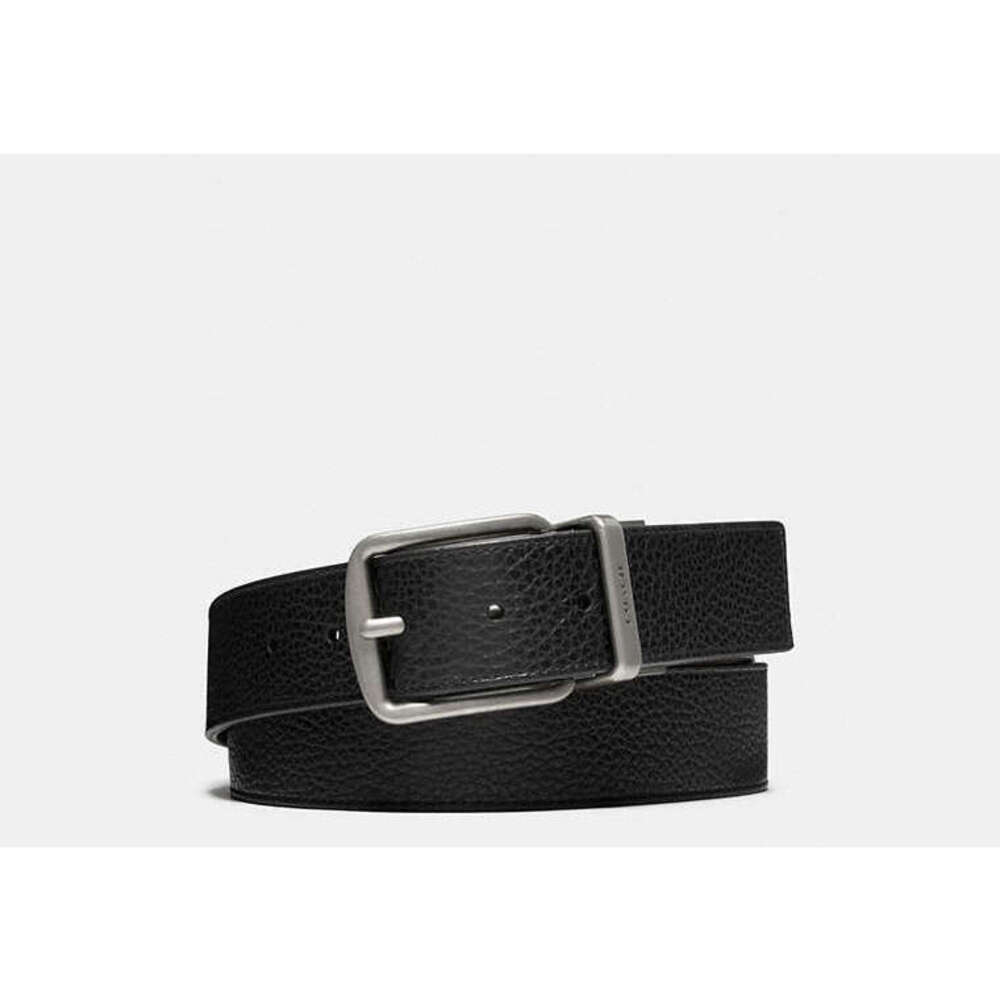 Coach Black Pebbled Leather Belt with Silver Buckle
